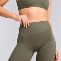 SoftMotion™ Flared Pants with Gray Logo | Alpine Green