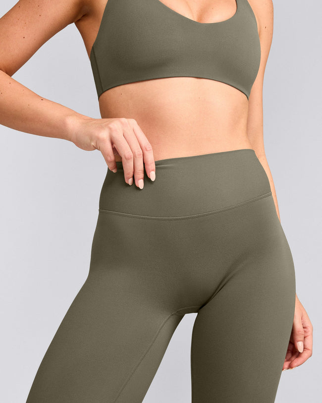 SoftMotion™ Flared Pants with Gray Logo | Alpine Green