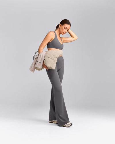 SoftMotion™ Flared Pants with Gray Logo | Ash Gray