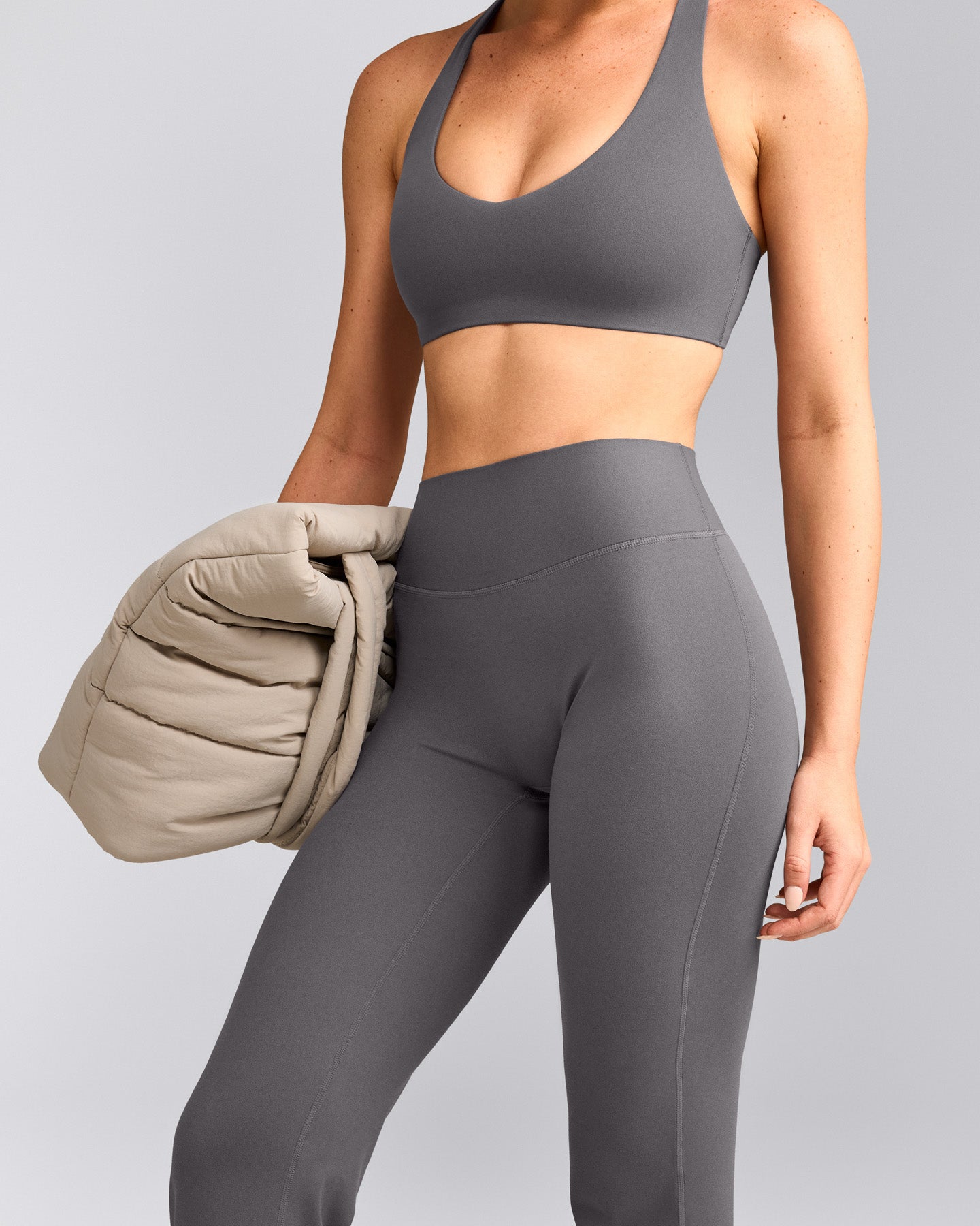 SoftMotion™ Flared Pants with Gray Logo | Ash Gray