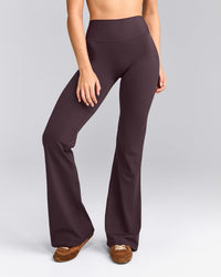 SoftMotion™ Flared Pants with Gray Logo | Dark Umber Brown