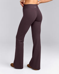 SoftMotion™ Flared Pants with Gray Logo | Dark Umber Brown