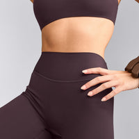 SoftMotion™ Flared Pants with Gray Logo | Dark Umber Brown