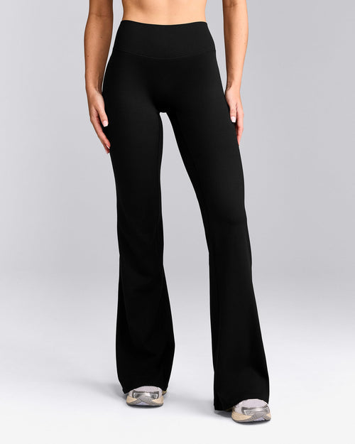 SoftMotion™ Flared Pants with Gray Logo | Black