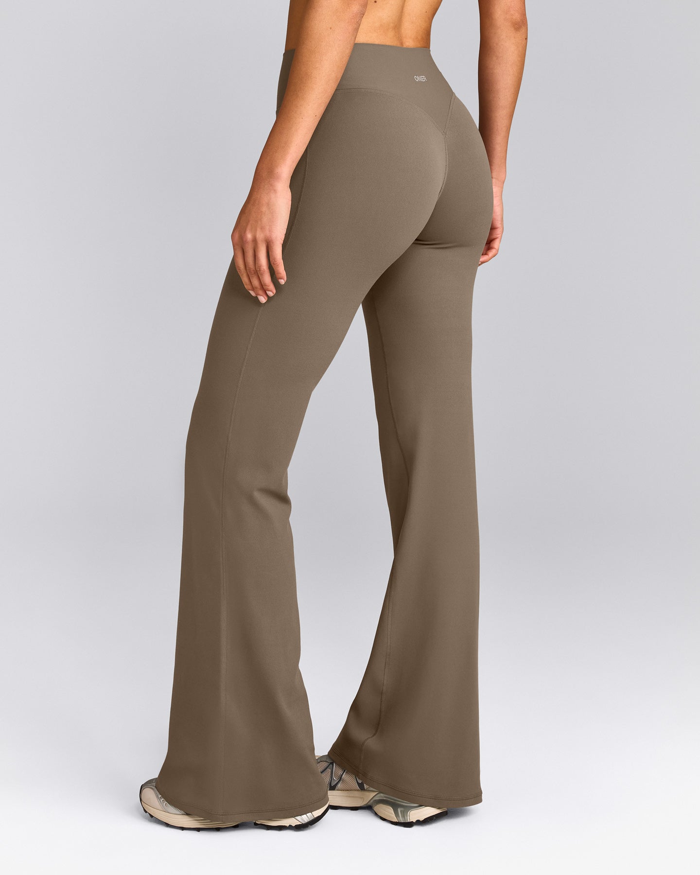 SoftMotion™ Flared Pants with Gray Logo | Moss Brown