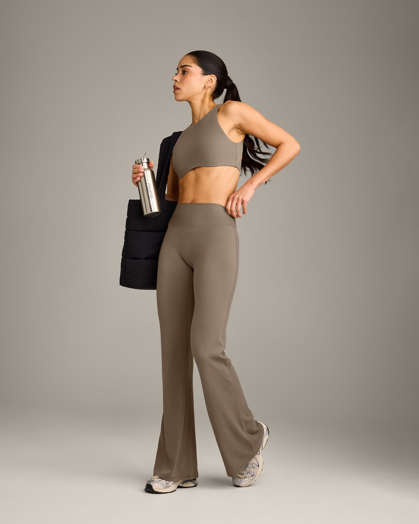 SoftMotion™ Flared Bottoms with Gray Logo | Moss Brown