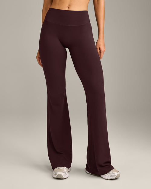 SoftMotion™ Flared Pants with Gray Logo | Plum Brown