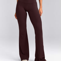 SoftMotion™ Flared Pants with Gray Logo | Plum Brown