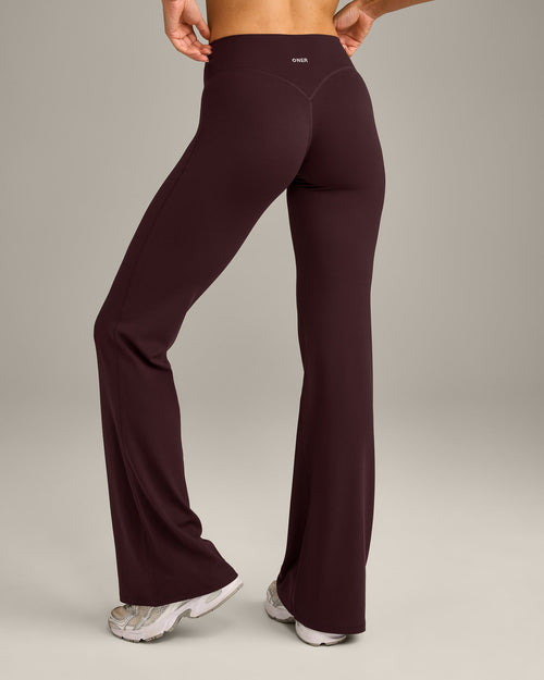 SoftMotion™ Flared Pants with Gray Logo | Plum Brown