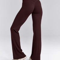SoftMotion™ Flared Pants with Gray Logo | Plum Brown