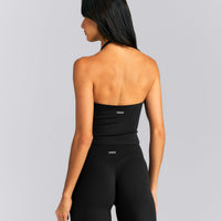 SoftMotion™ Strappy Halter Neck Mid Tank Top with Built in Bra Shelf New Branding | Black