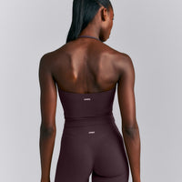 SoftMotion™ Strappy Halter Neck Mid Tank Top with Built in Bra Shelf New Branding | Dark Umber Brown