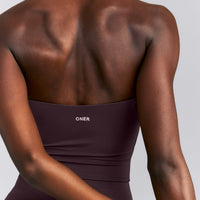 SoftMotion™ Strappy Halter Neck Mid Tank Top with Built in Bra Shelf New Branding | Dark Umber Brown