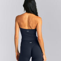 SoftMotion™ Strappy Halter Neck Mid Tank Top with Built in Bra Shelf New Branding | True Blue