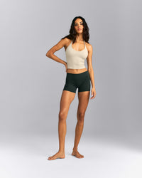 SoftMotion™ Strappy Halter Neck Mid Tank Top with Built in Bra Shelf | Oatmeal