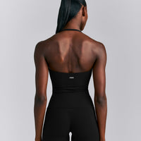 SoftMotion™ Strappy Halter Neck Tank Top with Built in Bra Shelf New Branding | Black