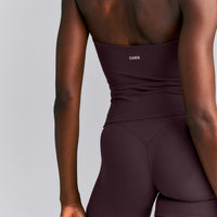 SoftMotion™ Strappy Halter Neck Tank Top with Built in Bra Shelf New Branding | Dark Umber Brown