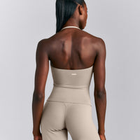 SoftMotion™ Strappy Halter Neck Tank Top with Built in Bra Shelf New Branding | Warm Sand