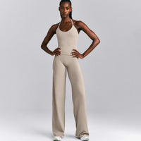 SoftMotion™ Strappy Halter Neck Tank Top with Built in Bra Shelf New Branding | Warm Sand