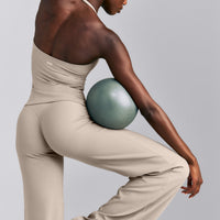 SoftMotion™ Strappy Halter Neck Tank Top with Built in Bra Shelf New Branding | Warm Sand