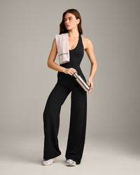 SoftMotion™ Halter Neck Vest with Built in Bra Shelf with Gray Logo | Black