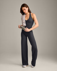 SoftMotion™ Halter Neck Vest with Built in Bra Shelf with Gray Logo | Coal