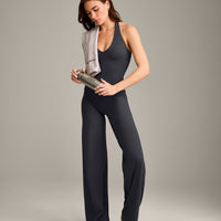 SoftMotion™ Halter Neck Vest with Built in Bra Shelf with Gray Logo | Coal