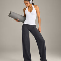 SoftMotion™ Halter Neck Vest with Built in Bra Shelf with Gray Logo | White