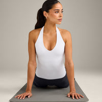 SoftMotion™ Halter Neck Vest with Built in Bra Shelf with Gray Logo | White