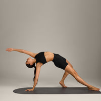 SoftMotion™ High Neck Sports Bra with Gray Logo | Black