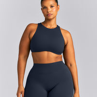 SoftMotion™ High Neck Sports Bra | True Blue