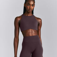 SoftMotion™ High Neck Sports Bra | Dark Umber Brown