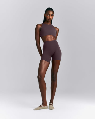 SoftMotion™ High Neck Sports Bra | Dark Umber Brown