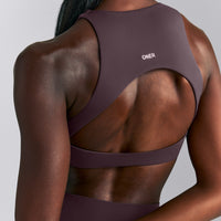 SoftMotion™ High Neck Sports Bra | Dark Umber Brown