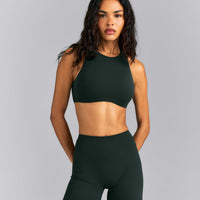 SoftMotion™ High Neck Sports Bra | Emerald Noir