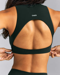 SoftMotion™ High Neck Sports Bra | Emerald Noir