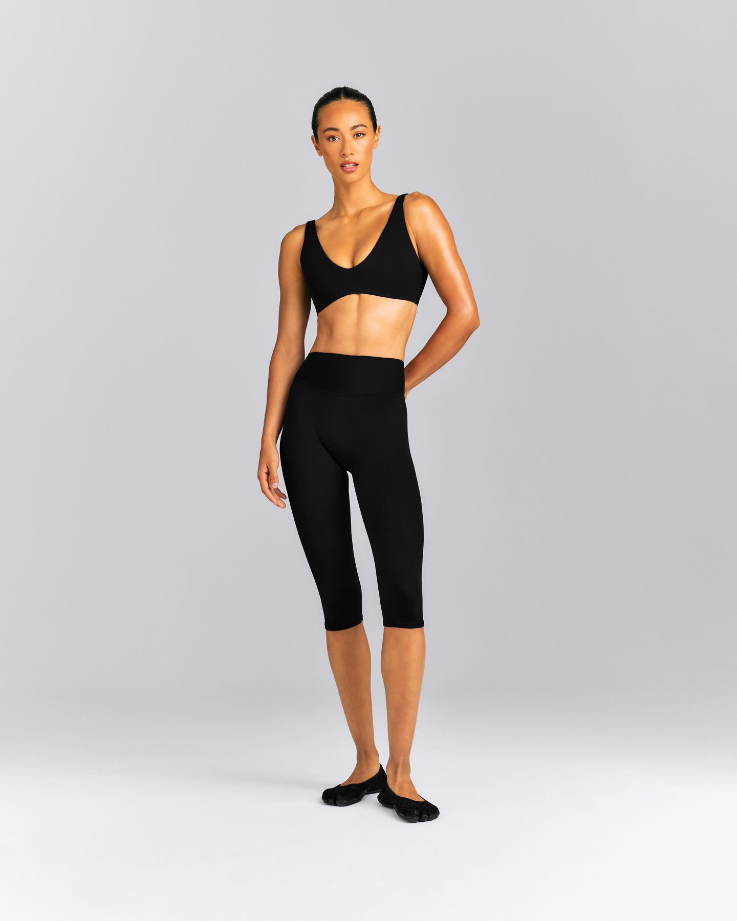 SoftMotion™ High Waisted Capri Leggings New Branding | Black
