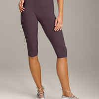 SoftMotion™ High Waisted Capri Leggings with Gray Logo | Dark Umber Brown