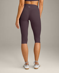 SoftMotion™ High Waisted Capri Leggings with Gray Logo | Dark Umber Brown