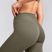 SoftMotion™ High Waisted Leggings with Gray Logo | Alpine Green