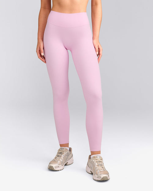 SoftMotion™ High Waisted Leggings with Gray Logo | Chalk Pink