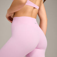 SoftMotion™ High Waisted Leggings with Gray Logo | Chalk Pink