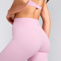 SoftMotion™ High Waisted Leggings with Gray Logo | Chalk Pink