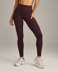 SoftMotion™ High Waisted Leggings with Gray Logo | Plum Brown