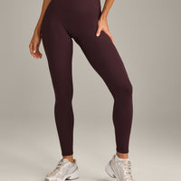SoftMotion™ High Waisted Leggings with Gray Logo | Plum Brown