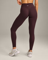 SoftMotion™ High Waisted Leggings with Gray Logo | Plum Brown