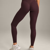 SoftMotion™ High Waisted Leggings with Gray Logo | Plum Brown