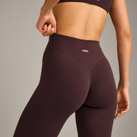SoftMotion™ High Waisted Leggings with Gray Logo | Plum Brown
