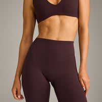 SoftMotion™ High Waisted Leggings with Gray Logo | Plum Brown