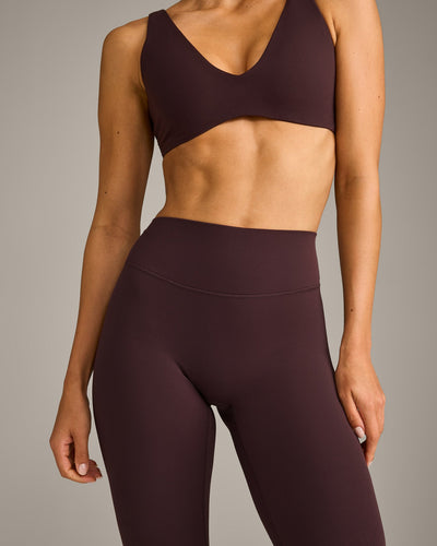SoftMotion™ High Waisted Leggings with Gray Logo | Plum Brown